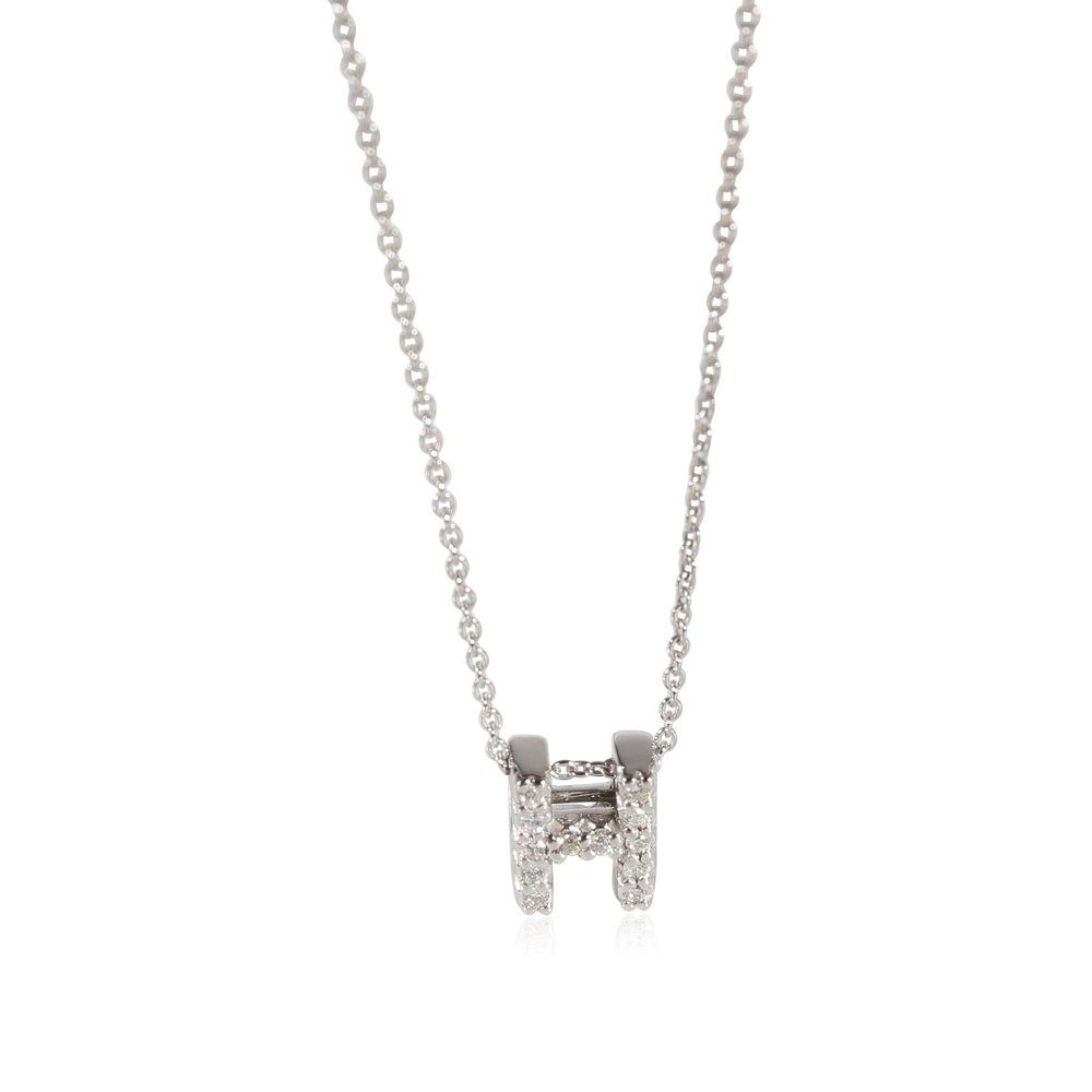 Roberto Coin Love Letter H Diamond Pendant in 18k White Gold 0.06 CTW